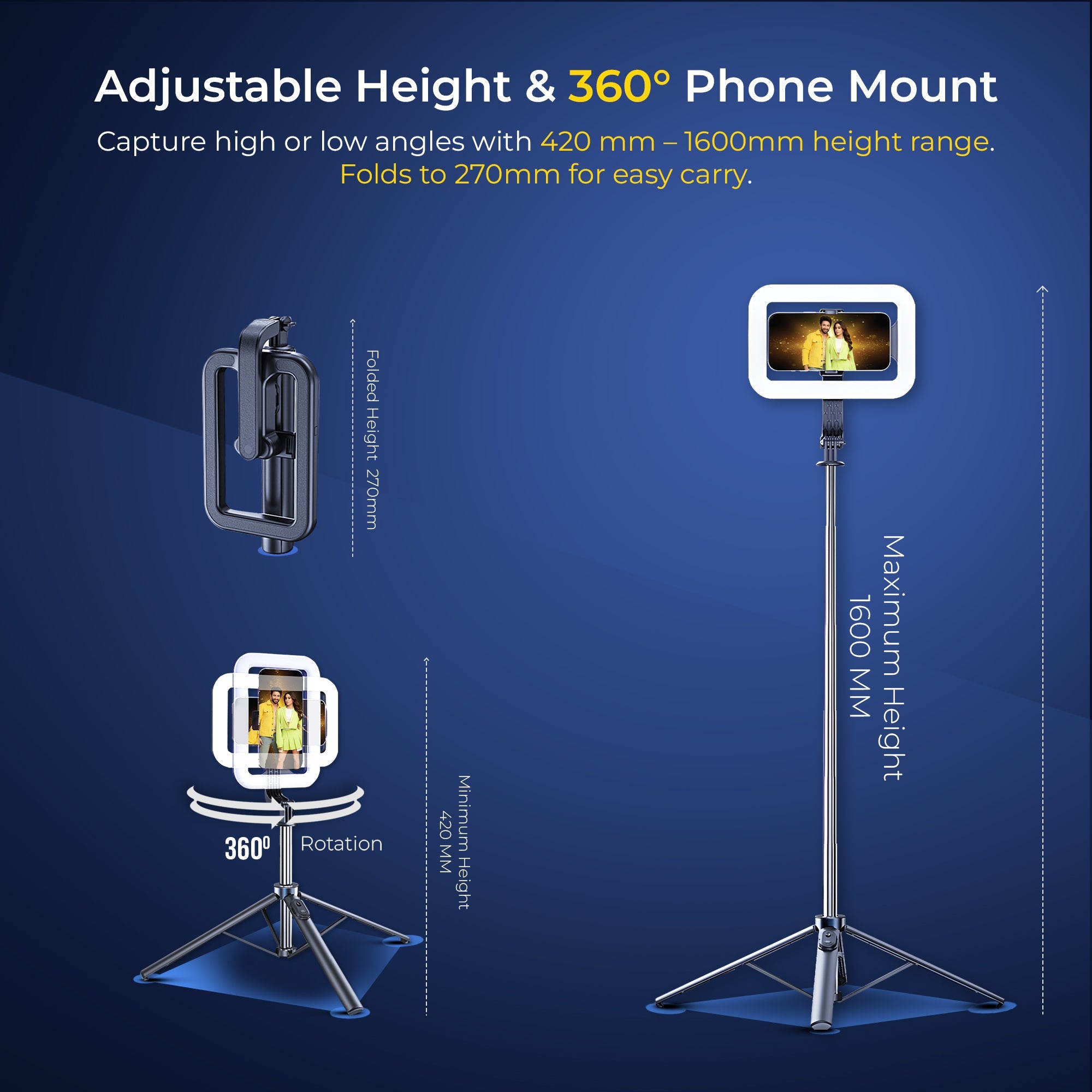 Digitek (DTR 630 SS) Extendable Tripod Selfie Stick with Fill Light