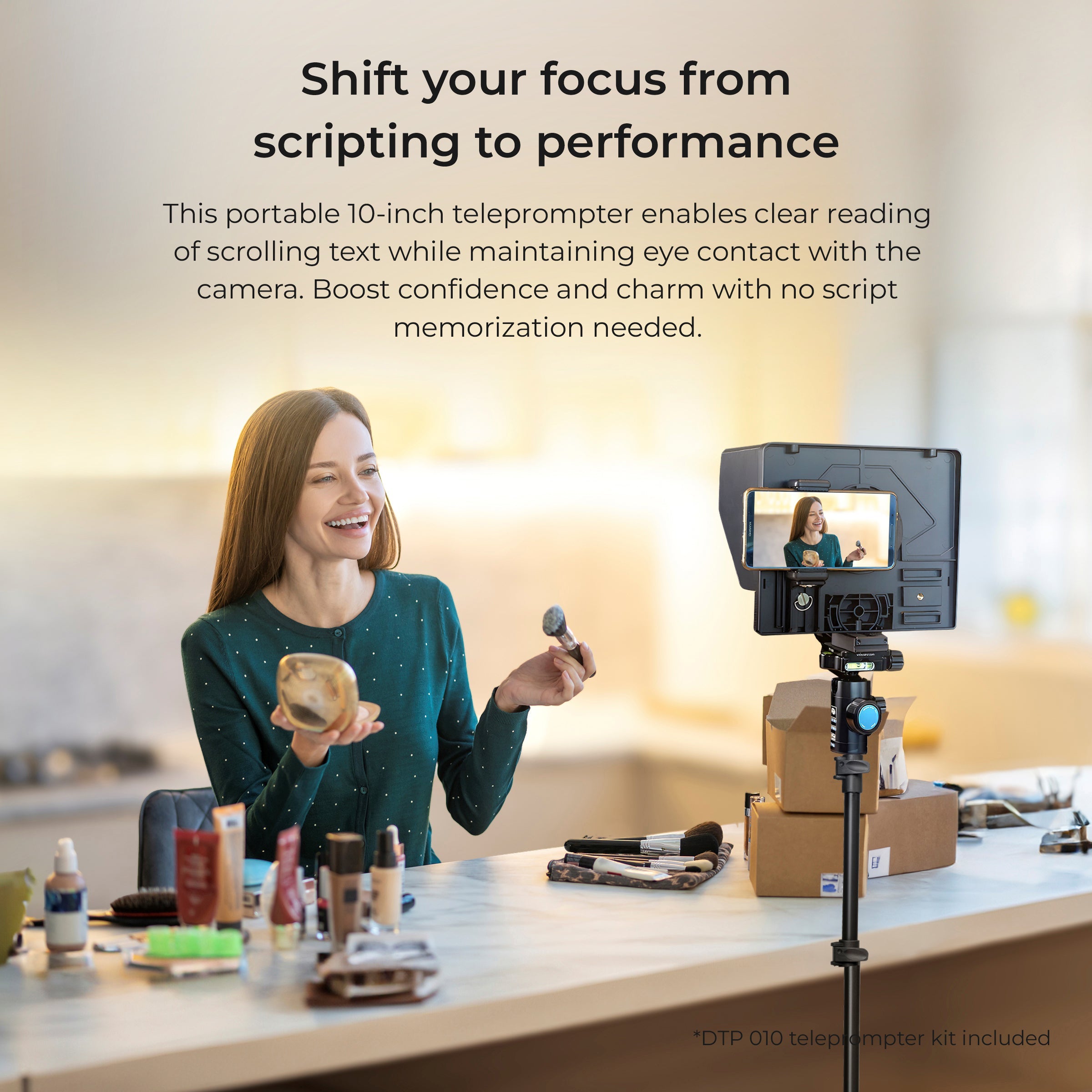 Digitek (DTP 010) 10†Digitek Teleprompter for Smartphone & DSLR Supports w/Remote Control, APP Compatible with iOS & Android System for Video Creator - Digitek