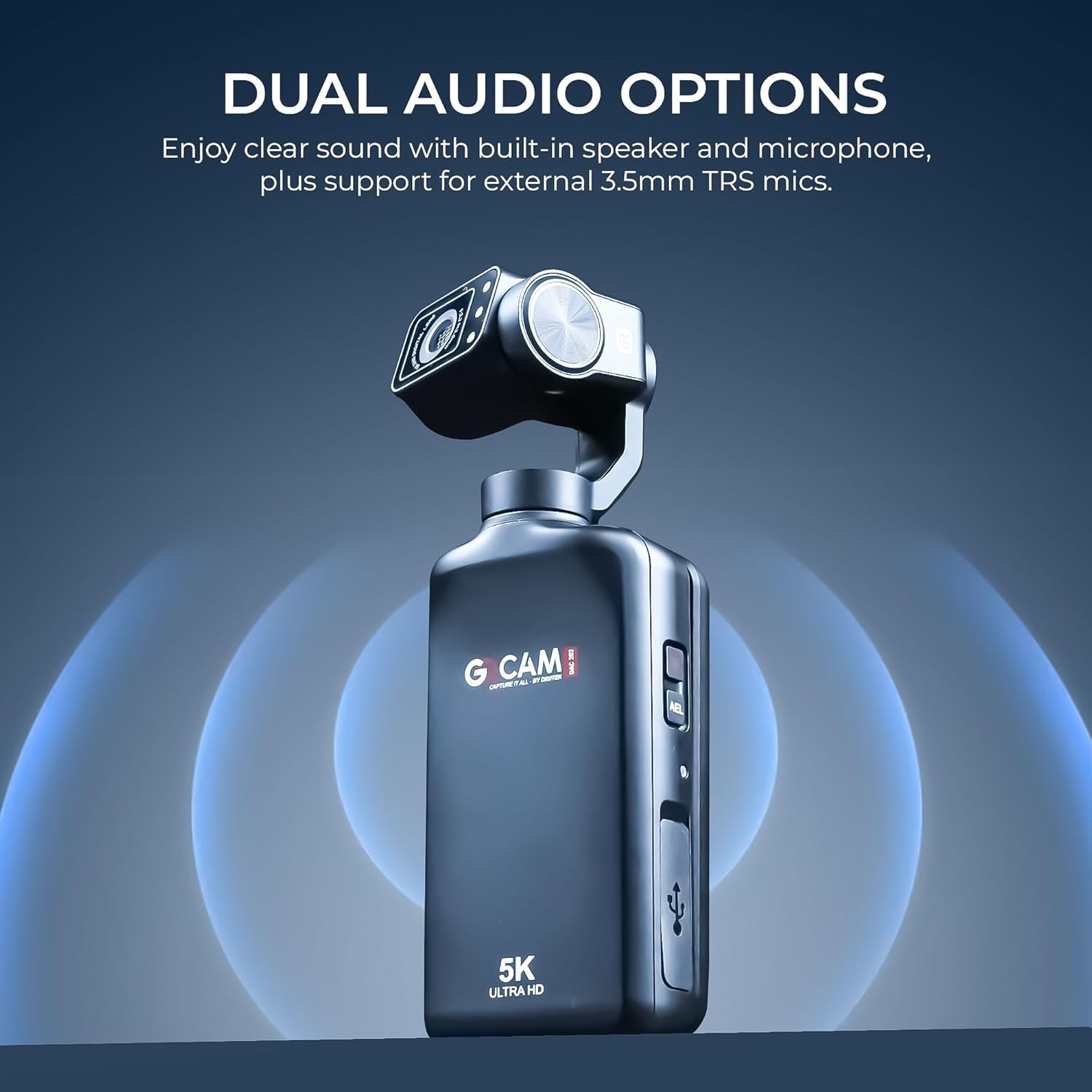 Digitek (DAC 202) 5K 3-Axis Handheld Action Camera with AI Face Tracking