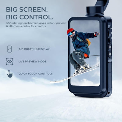 Digitek (DAC 202) 5K 3-Axis Handheld Action Camera with AI Face Tracking