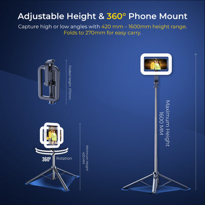 Digitek (DTR 630 SS) Extendable Tripod Selfie Stick with Fill Light