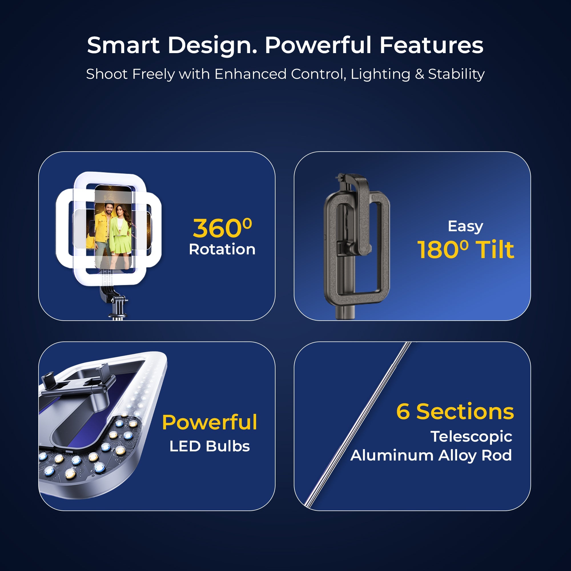 Digitek (DTR 630 SS) Extendable Tripod Selfie Stick with Fill Light