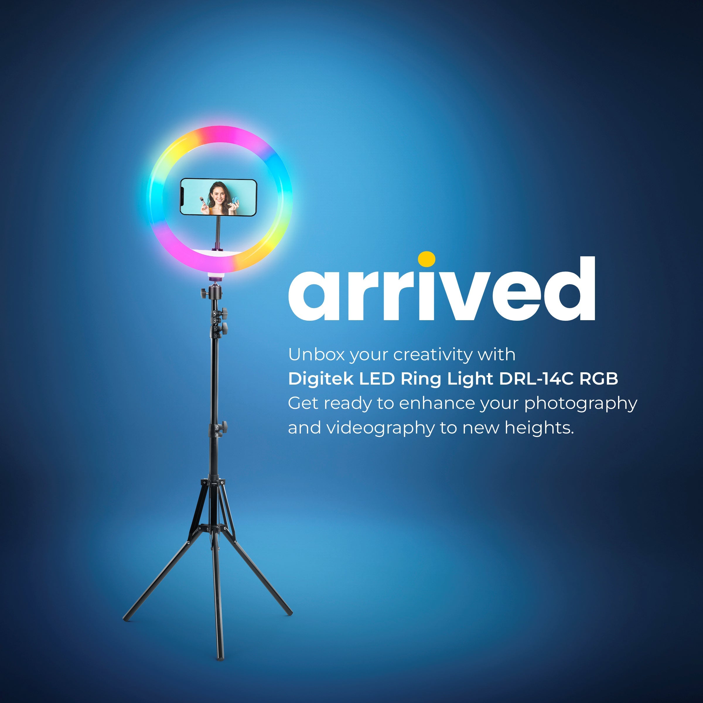 Digitek (DRL-14C RGB) 31cm LED Ring Light with 5 feet Stand for Photo & Video Shoot & More - Digitek