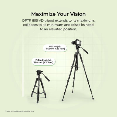 Digitek (DPTR 895VD) Professional Tripod CUM Monopod with Multipurpose Head for Low Level Shoot & Panning for Photography, Videography Suitable for DSLR, DV Camera, Binocular Max Height (6.39Feet) & Max Load 4 to 5 kg. - Digitek