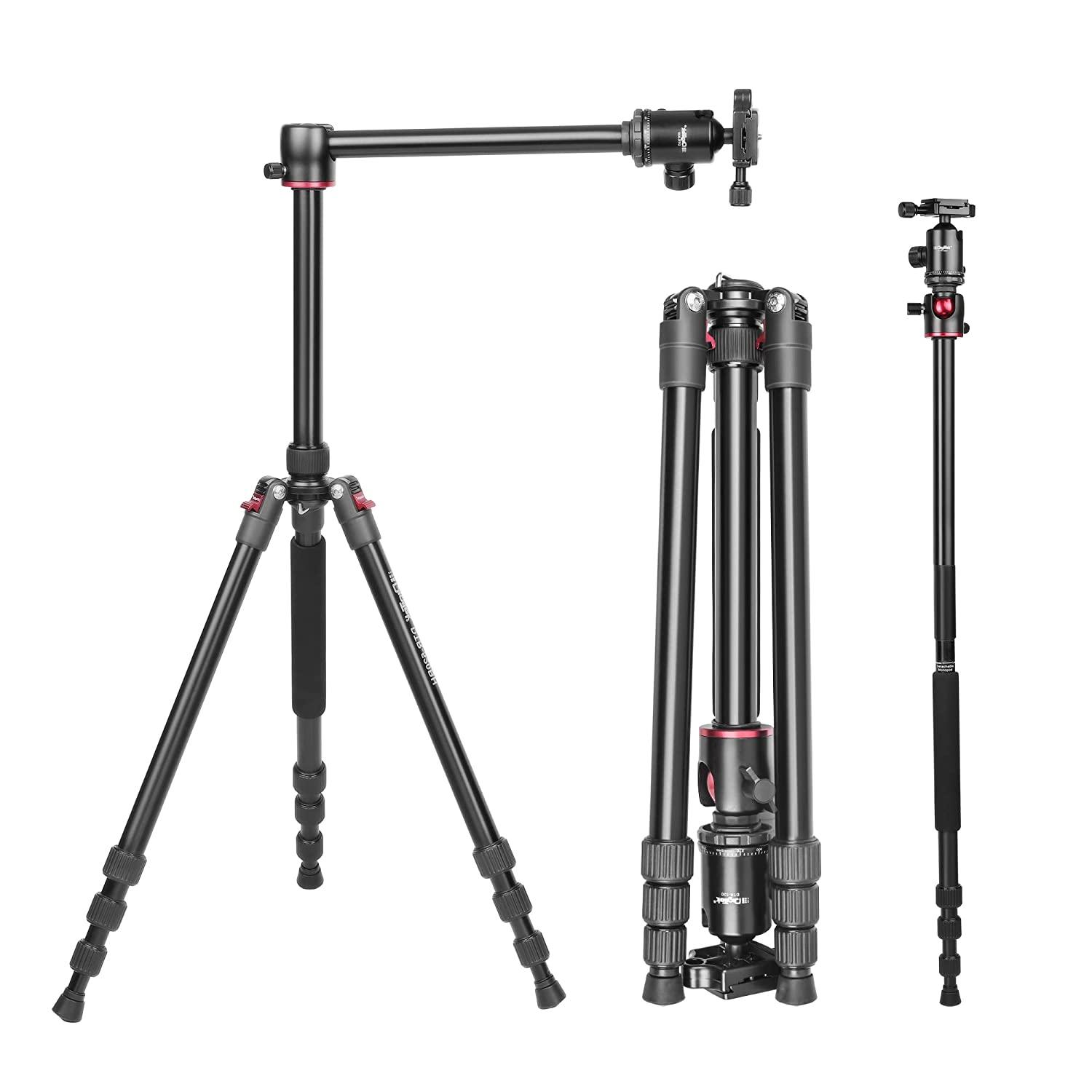 Digitek (DTR 520 BH) (60 Inch) (152cm) Professional Aluminum Tripod Cum Monopod with Swivel Pan Head, for DSLR Camera | Maximum Operating Height: 4.95 Feet | Maximum Load Upto: 7kgs (Black) - Digitek