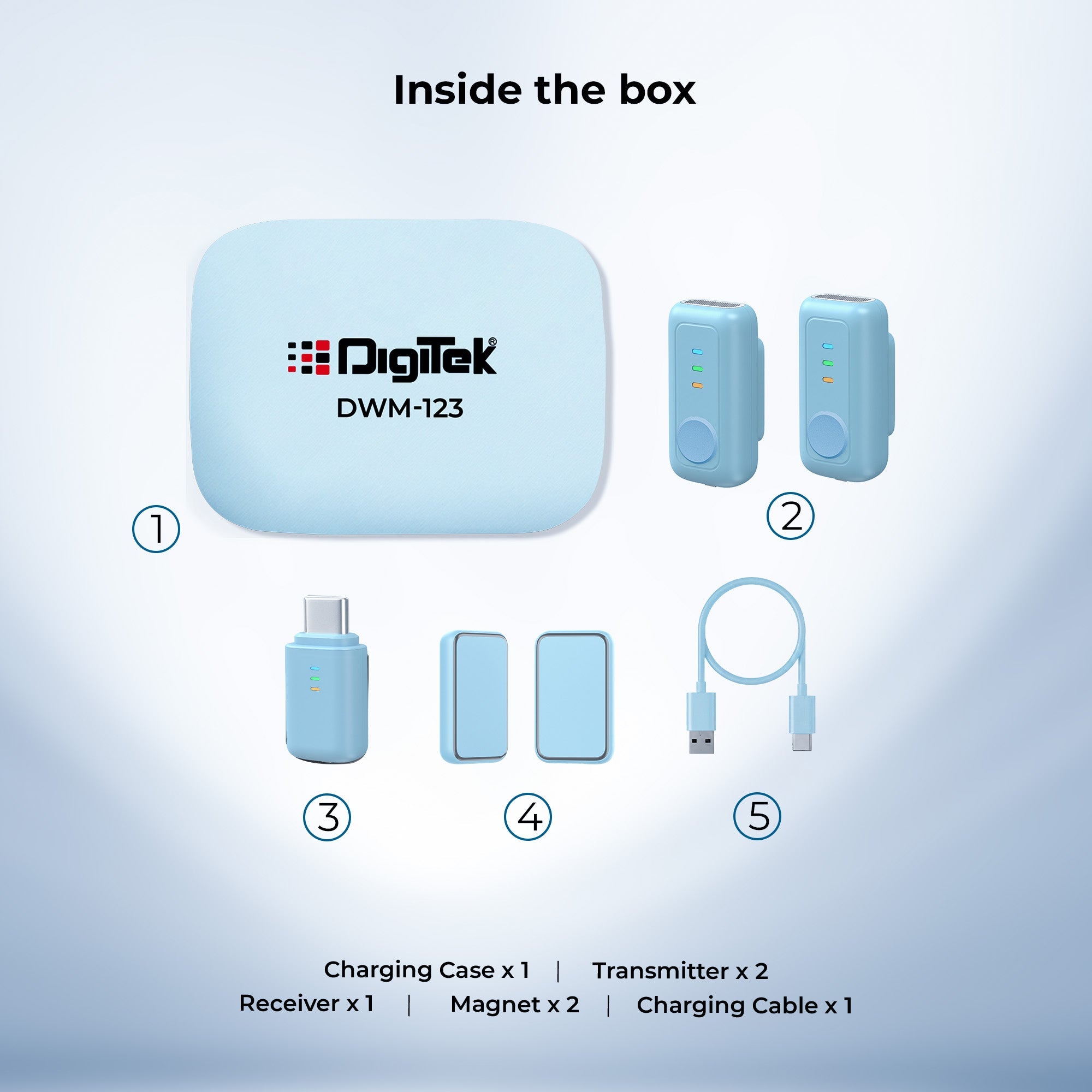 Digitek (DWM 123) 2-in-1 Wireless Microphone (Blue)