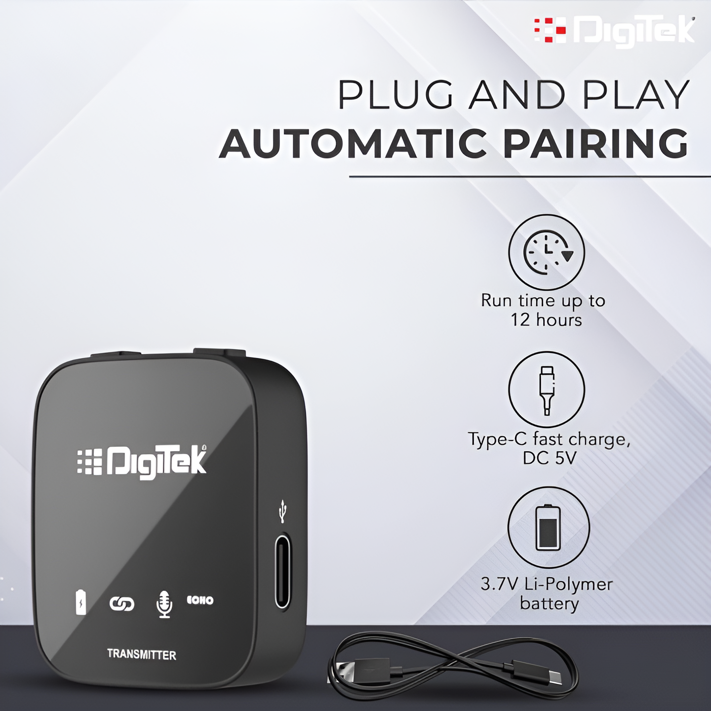 Digitek (DWM 101) 2 in 1 Wireless Microphone with ANC