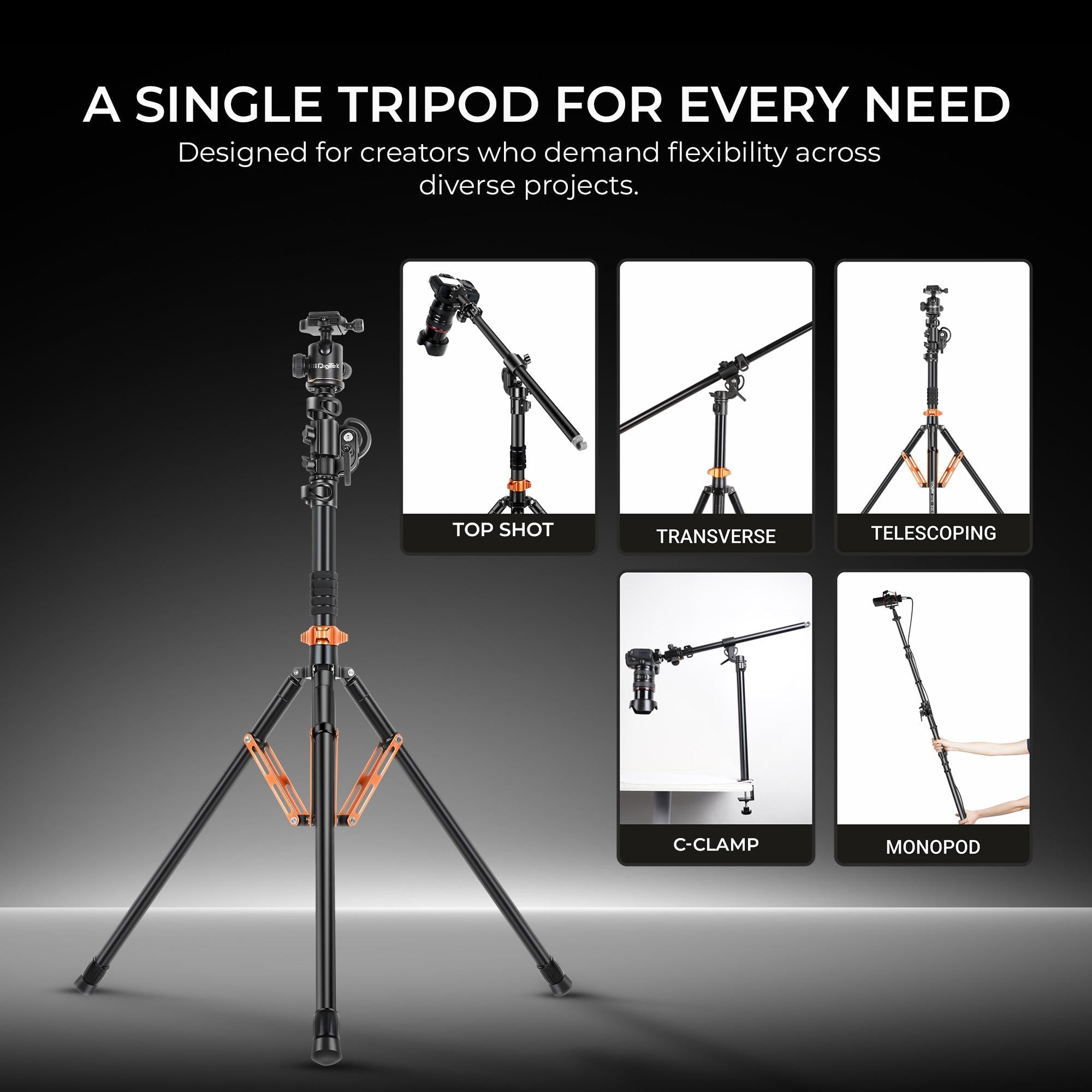 Digitek (DTR 830BH) 8.26ft Light Stand cum Tripod